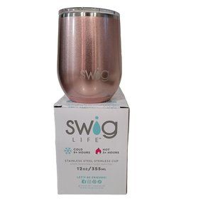 Swig life 12oz NWT Rose Gold glitter stainless steel stemless insulated cup